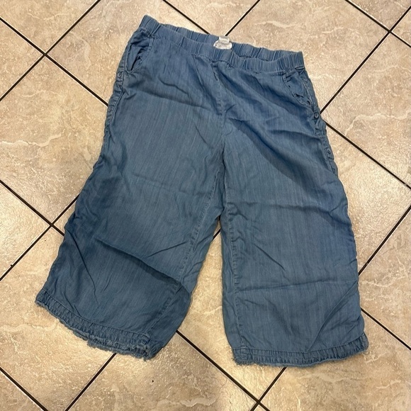 For the Republic Wide Leg Chambray Cropped Pull On Pants Size Large - Picture 1 of 5